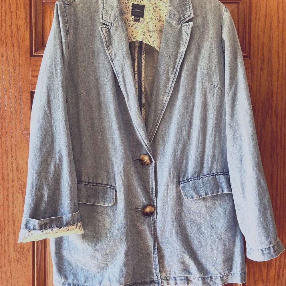 JJIll long denim jacket.  Size L.